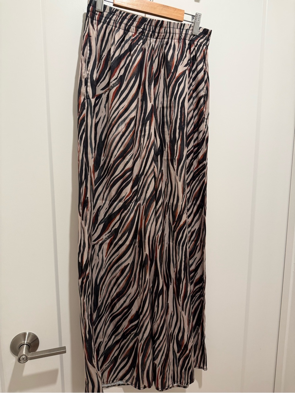 Philosophy Beige Pants with Black and Rust Zebra Print